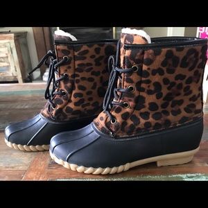 Girls Olivia Miller leopard fleece lined Rain boot